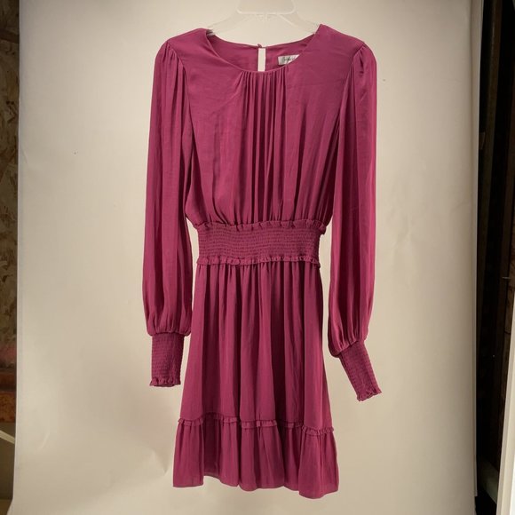 Forever New - Jessica Long Sleeve Smock Dress - Women's Size 4 - Magenta Haze - Picture 1 of 10